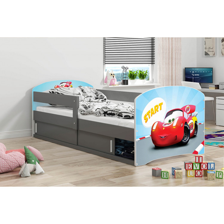 Posteľ Luki 1 jednolôžková 80x160 Sivá autíčko